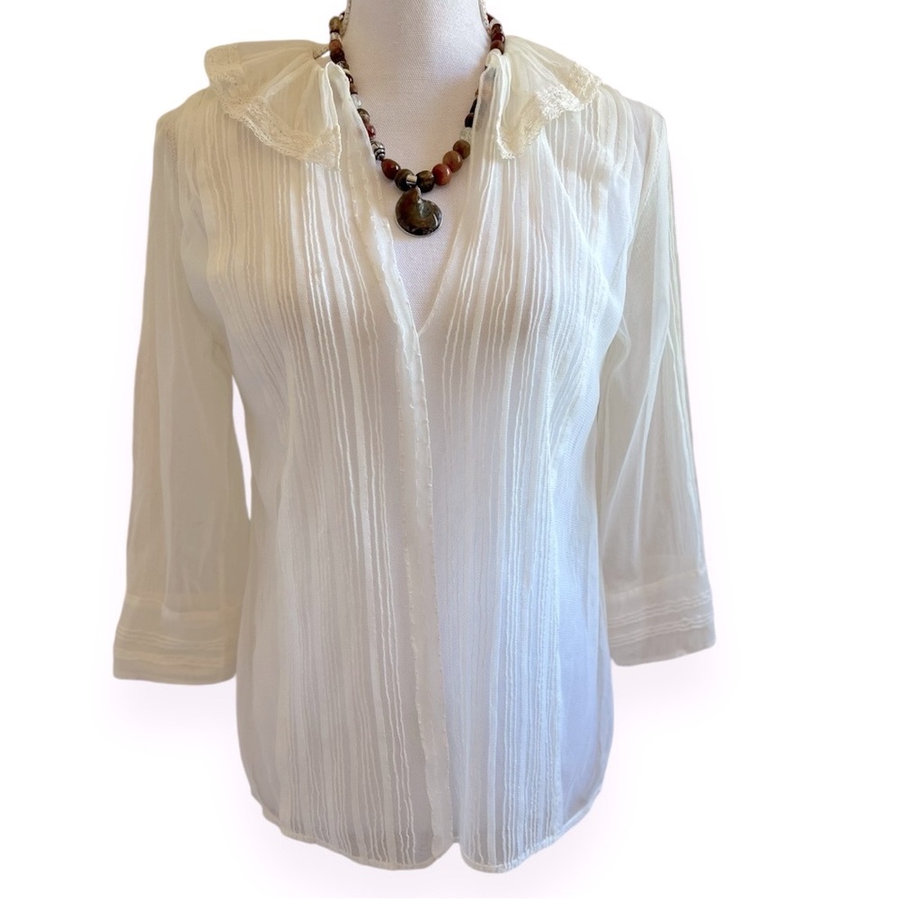 💕Anthro Meadow Rue Sheer Charming Boho Pullover Top Blouse💕